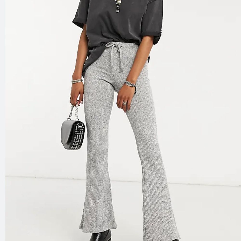 Topshop Ribbed Flare Pants Copper/tan Sz 8 petite NWT